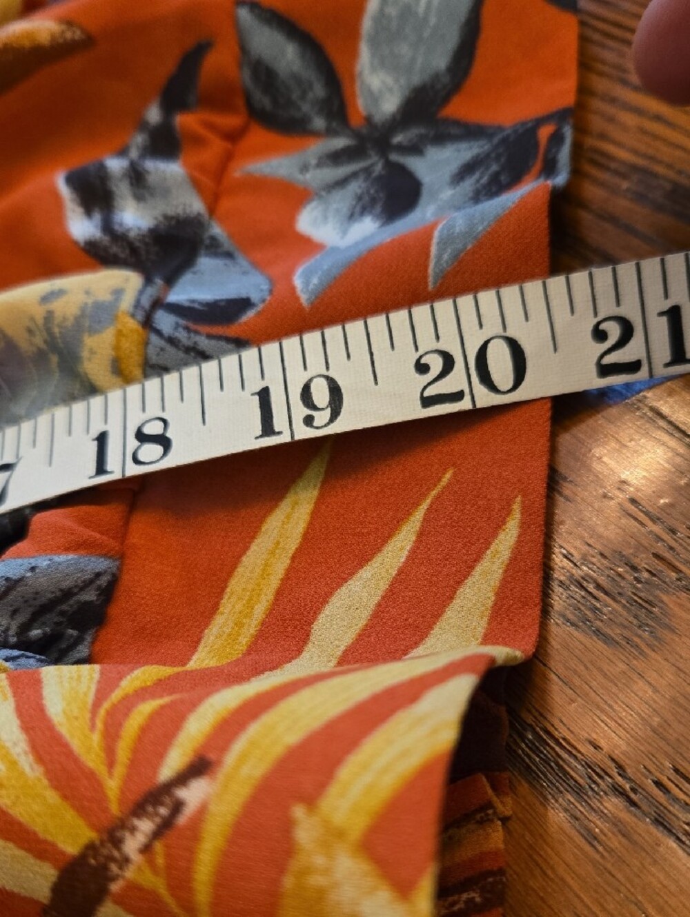 Crochet-Trim Tropical Button-Front Blouse - Rust Floral - Picture 8 of 8